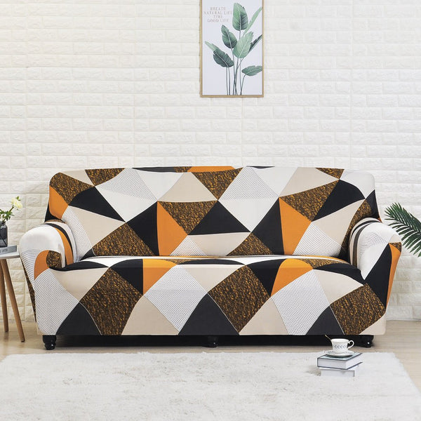 Vinnie Brown Geometric Sofa Cover