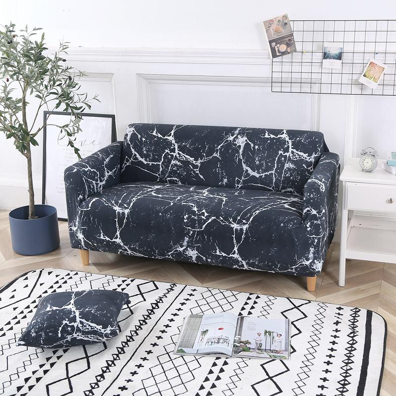 Marble Navy Blue Sofa Cover