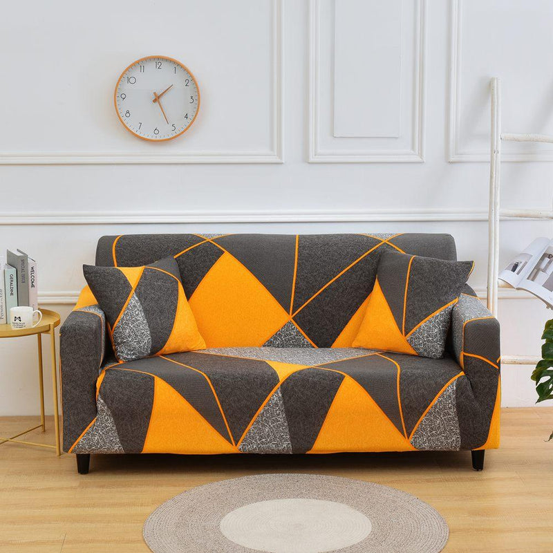 Kaiden Orange Geometric Sofa Cover