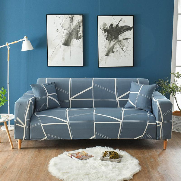 Annette Gray Blue Sofa Cover