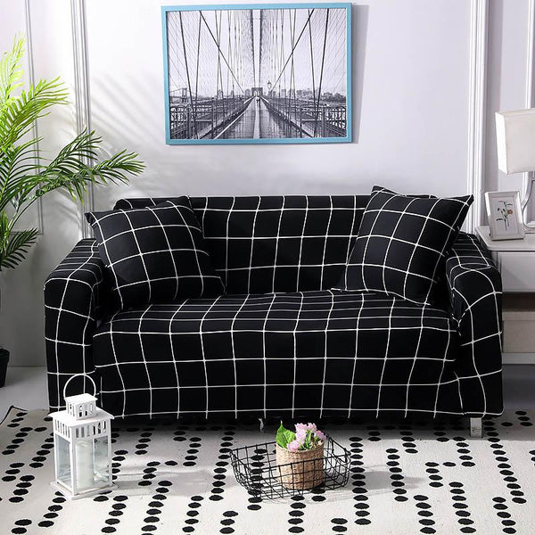 Black Squares Sofa Cover