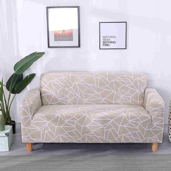 Mathilde Beige Geometric Sofa Cover