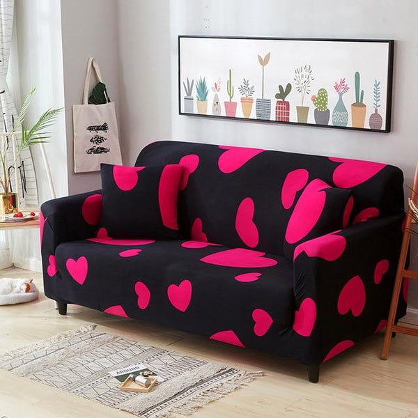 Pink Heart Love Sofa Cover