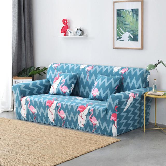 Zig Zag Flamingo Blue Sofa Cover