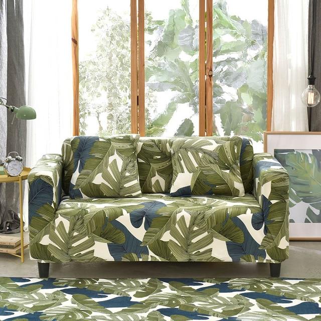 Catrina Green Leaf Sofa Cover