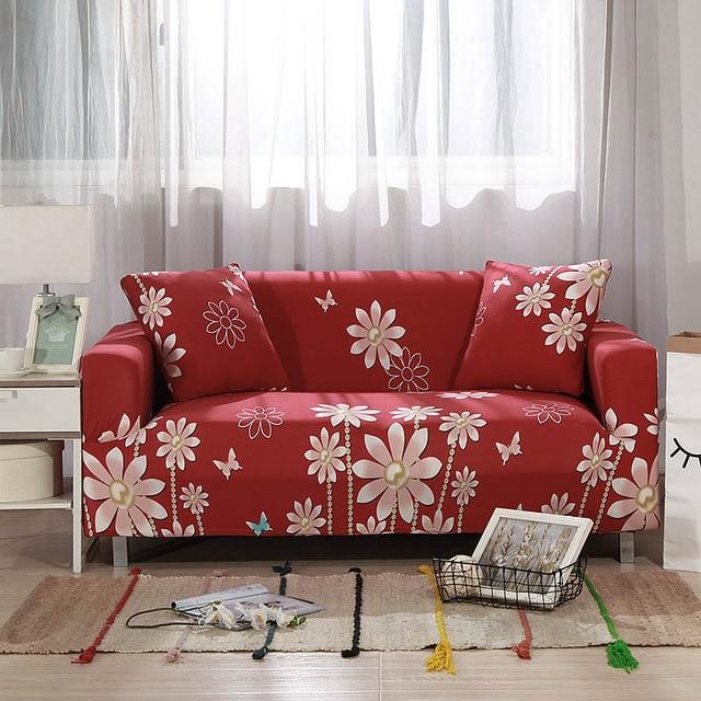 Kamal Flower Red Sofa Cover