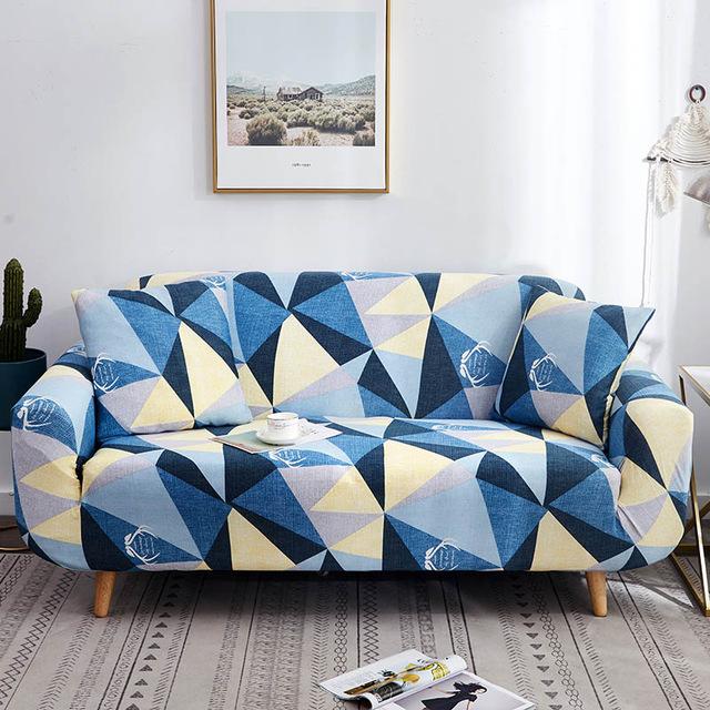 Gracey Geometric Blue Sofa Cover