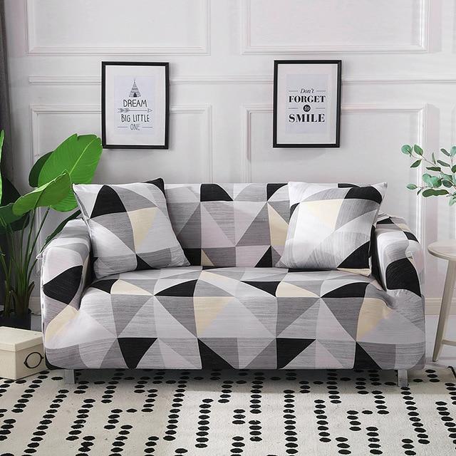 Sydney Geometric Gray Sofa Cover