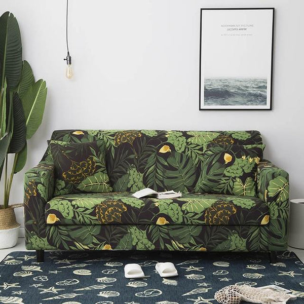 Arian Green Leaf Sofa Cover