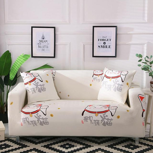 Money Cat White Sofa Cover