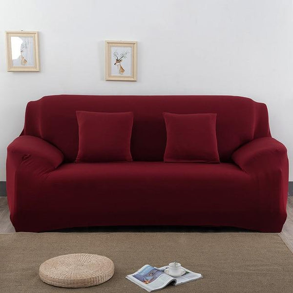 Solid Dark Red Sofa Cover